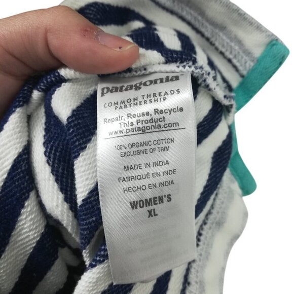 Patagonia Organic Cotton W's Sandlapper Coverup Size XL Dress Stripe Hood Gray - Picture 15 of 15